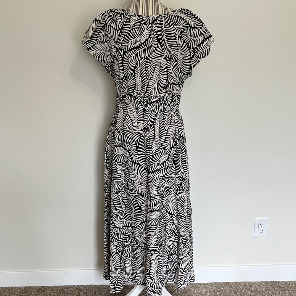 NWT Rachel Zoe - Brown and White Leaf Print Dress - Picture 5 of 9